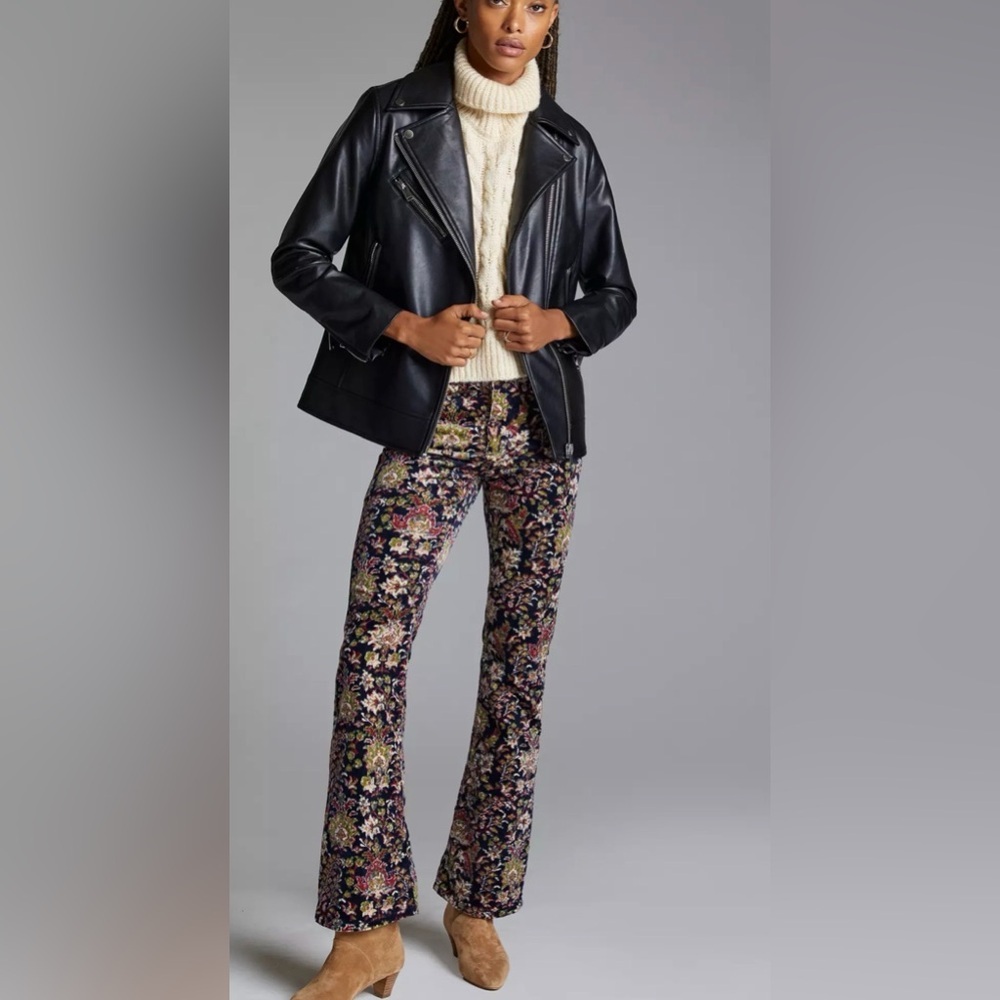 Anthropologie Avec Les Filles Black Relaxed Faux Leather Moto Jacket Women’s XS - Picture 2 of 10